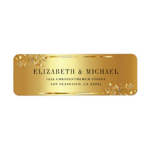 Elegant Minimalist Gold frame Return Address Label