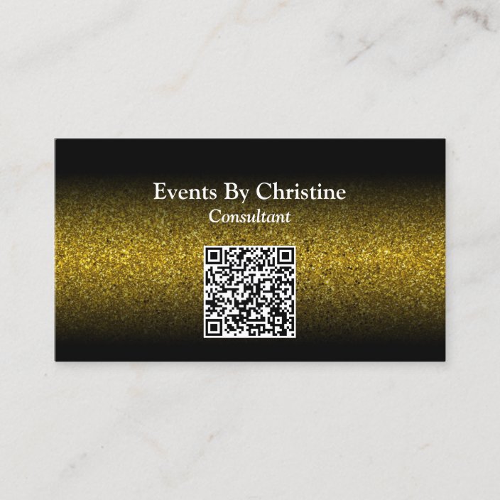 Elegant Minimalist Gold Glitter Ombre QR Code Business Card | Zazzle.com