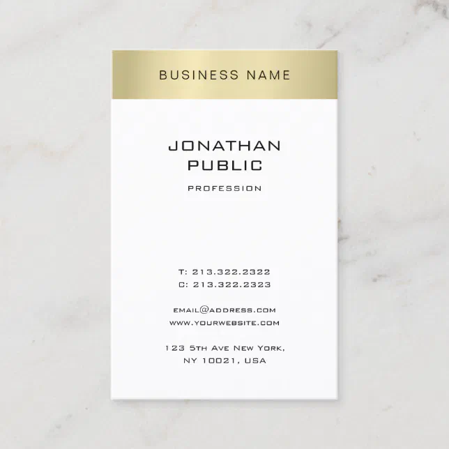 Elegant Minimalist Gold Look Plain Trendy Modern Business Card | Zazzle