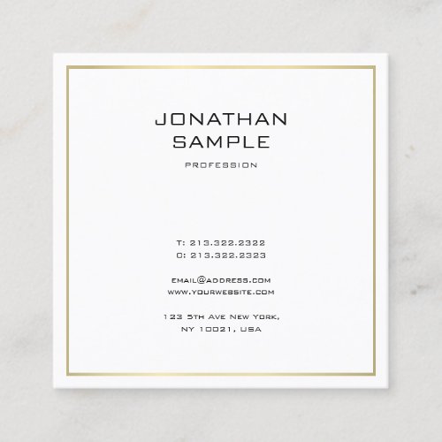 Elegant Minimalist Gold Look Trendy Professional Square Business Card