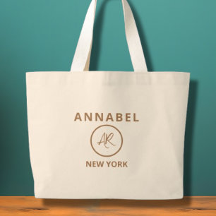 Elegant Minimalist Gold Monogram Tote Bag