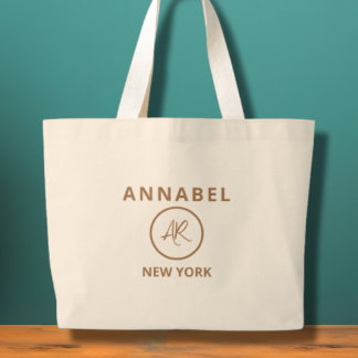 Elegant Minimalist Gold Monogram Tote Bag
