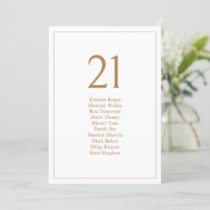 Elegant Minimalist Gold Seating Chart Table Number