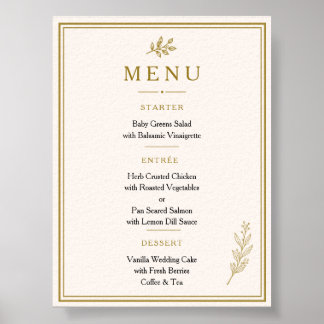 Elegant Minimalist Gold Wedding Menu Poster
