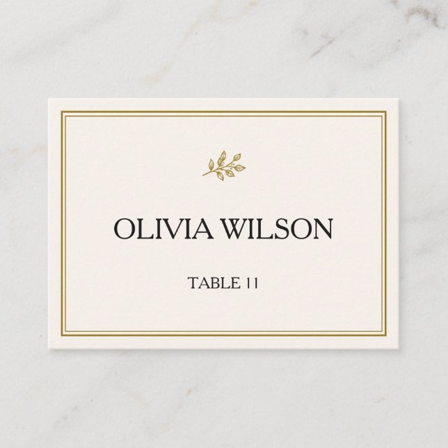 Elegant Minimalist Gold Wedding Place Card (Front)