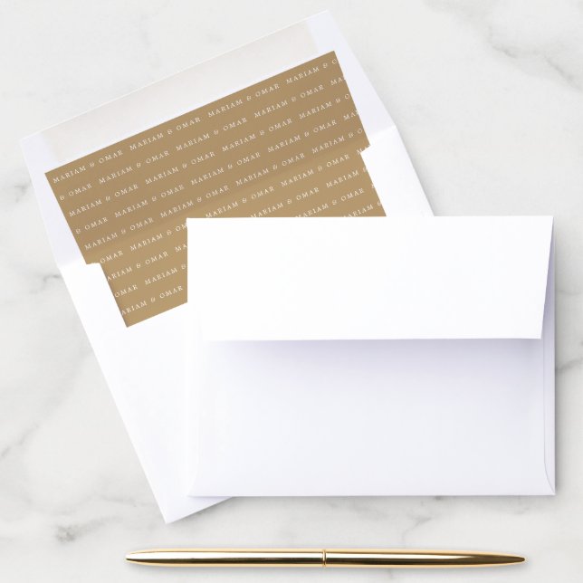 Elegant Minimalist Gold Wedding RSVP Envelope Liner (Desk)