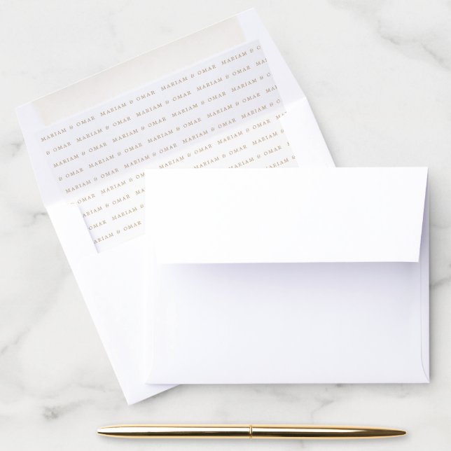 Elegant Minimalist Gold Wedding RSVP Envelope Liner (Desk)