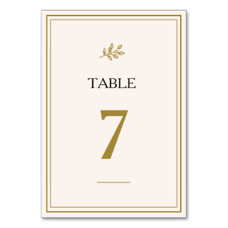Elegant Minimalist Gold Wedding Table Card