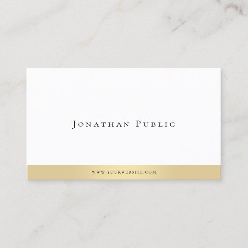 Elegant Minimalist Gold White Modern Professional Business Card