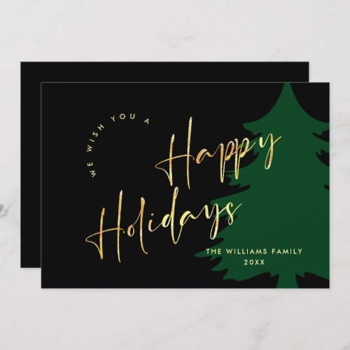 Elegant Minimalist Golden Christmas Greeting Holiday Card