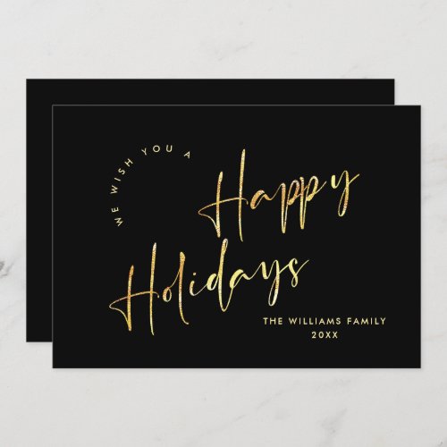 Elegant Minimalist Golden Christmas Greeting Holiday Card