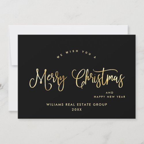 Elegant Minimalist Golden Corporate Christmas Holiday Card