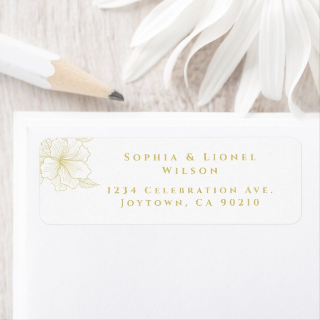 Elegant Minimalist Golden Floral Wedding Label (Insitu)