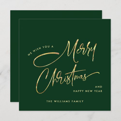 Elegant Minimalist Golden Merry Christmas Holiday Card