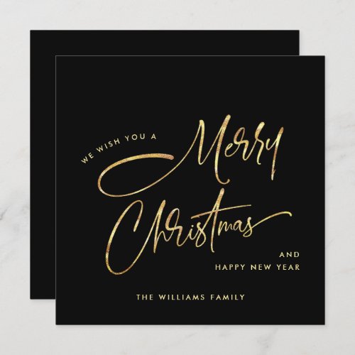 Elegant Minimalist Golden Merry Christmas Modern Holiday Card