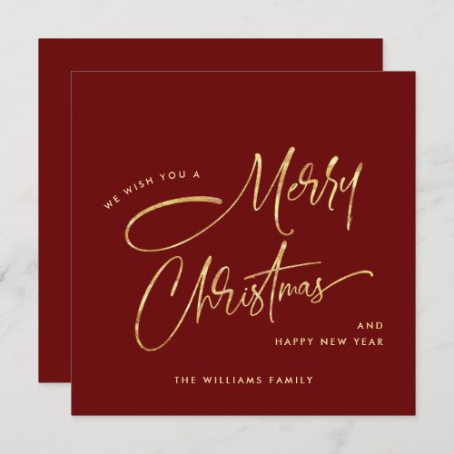 Elegant Minimalist Golden Modern Merry Christmas Holiday Card