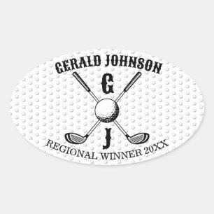 Elegant Minimalist Golf Monogr... Oval Sticker