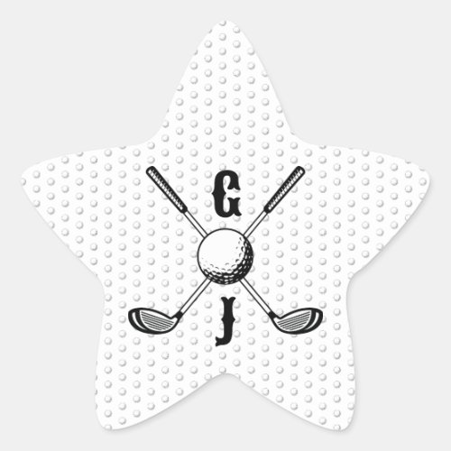 Elegant Minimalist Golf Monogr Star Sticker