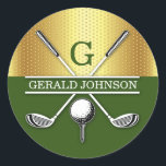 Elegant Minimalist Golf Monogram Design Classic Ro Round Sticker<br><div class="desc">Minimalist Custom Elegant Golf Monogram Design by Edward Eksi. Easy modification of INITIALS and TEXTS for your needs.</div>