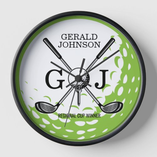Elegant Minimalist Golf Monogram Design Clock