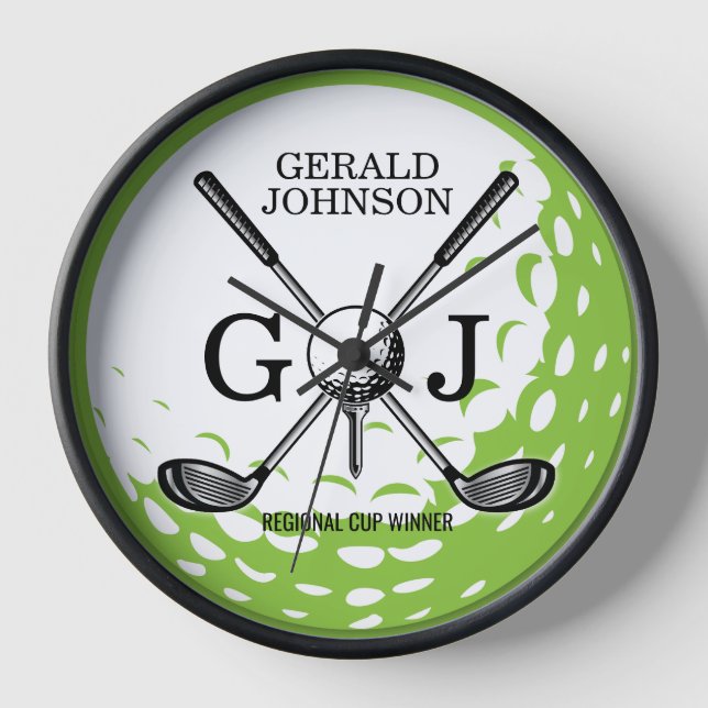 Elegant Minimalist Golf Monogram Design Clock (Front)