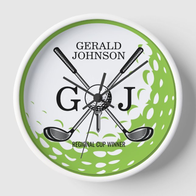 Elegant Minimalist Golf Monogram Design Clock (Front)