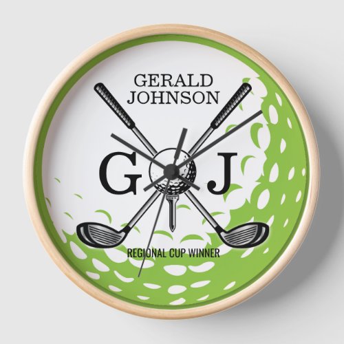Elegant Minimalist Golf Monogram Design Clock
