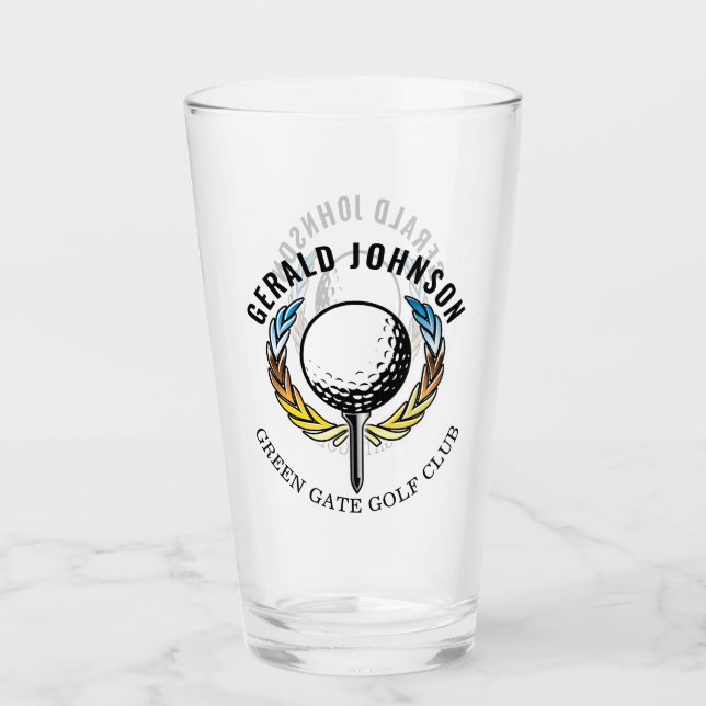 Elegant Minimalist Golf Monogram Design Glass (Front)
