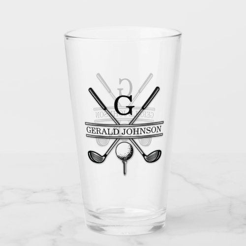 Elegant Minimalist Golf Monogram Design Glass