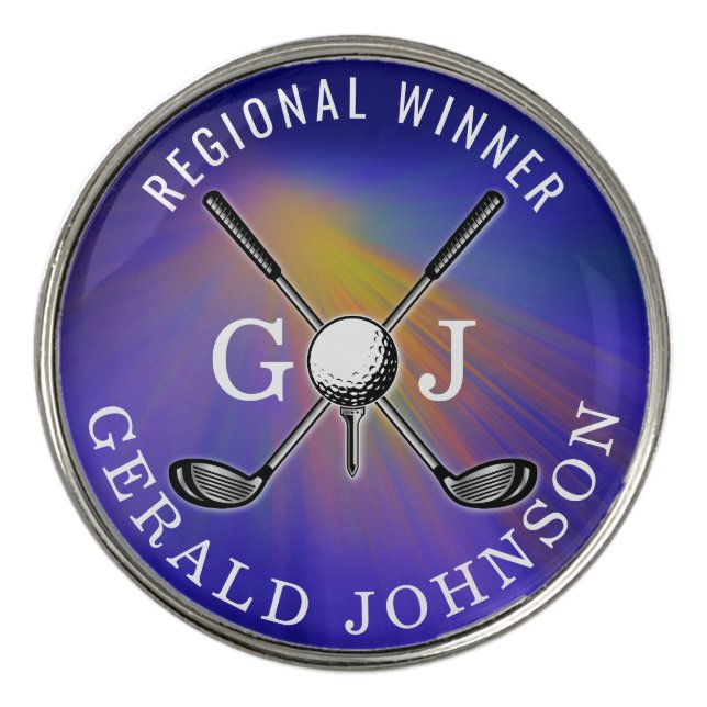 Elegant Minimalist Golf Monogram Design Golf Ball Marker (Front)