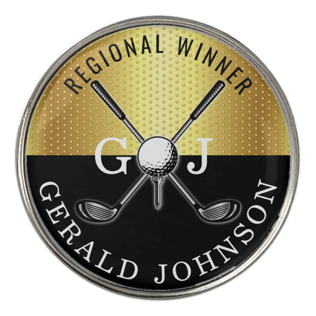 Elegant Minimalist Golf Monogram Design Golf Ball Marker (Front)