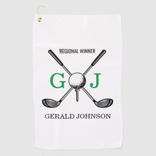 Elegant Minimalist Golf Monogram Design Golf Towel