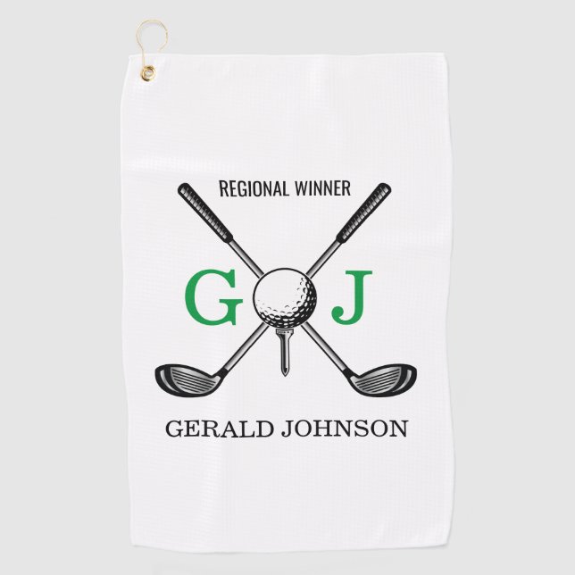 Elegant Minimalist Golf Monogram Design Golf Towel (Front)