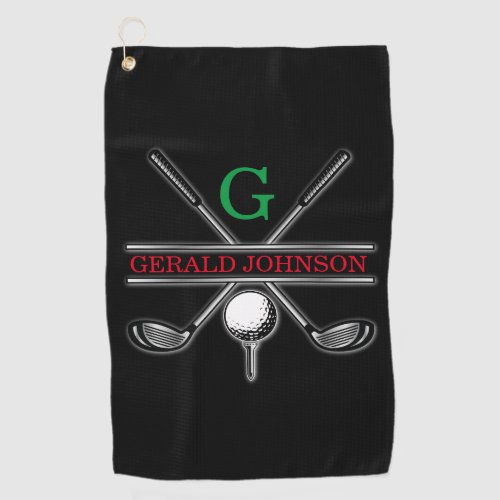 Elegant Minimalist Golf Monogram Design Golf Towel