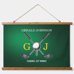 Elegant Minimalist Golf Monogram Design Hanging Ta Hanging Tapestry