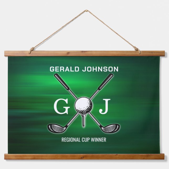 Elegant Minimalist Golf Monogram Design Hanging Ta Tapestry (Front)