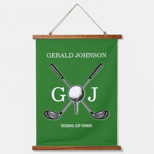 Elegant Minimalist Golf Monogram Design Hanging Tapestry