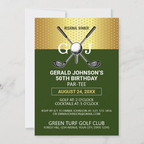 Elegant Minimalist Golf Monogram Design Invitation