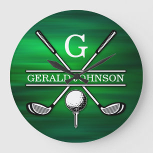 Elegant Minimalist Golf Monogram Design Large Clock