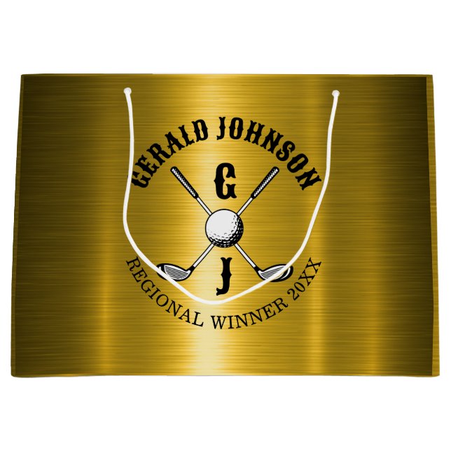 Elegant Minimalist Golf Monogram Design Large Gift Bag (Front)