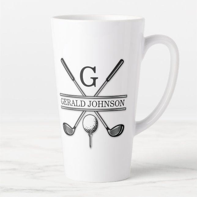 Elegant Minimalist Golf Monogram Design Latte Mug (Right)