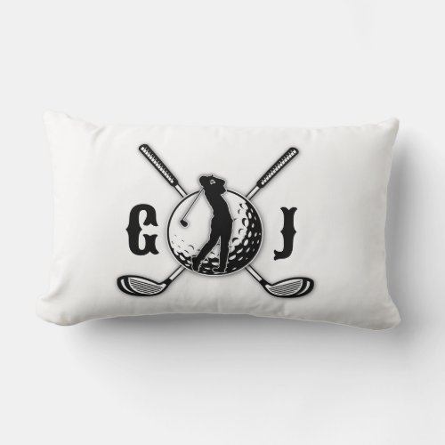Elegant Minimalist Golf Monogram Design Lumbar Pillow