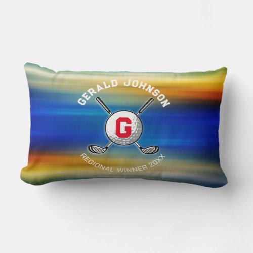 Elegant Minimalist Golf Monogram Design Lumbar Pillow