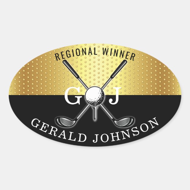 Elegant Minimalist Golf Monogram Design Oval Sticker (Front)