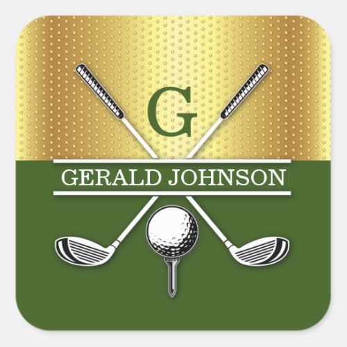 Elegant Minimalist Golf Monogram Design Square Sticker