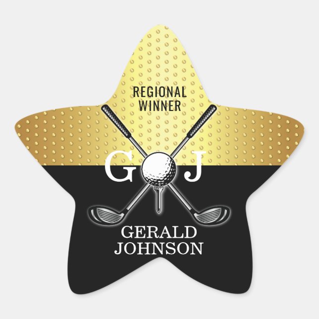 Elegant Minimalist Golf Monogram Design Star Sticker (Front)