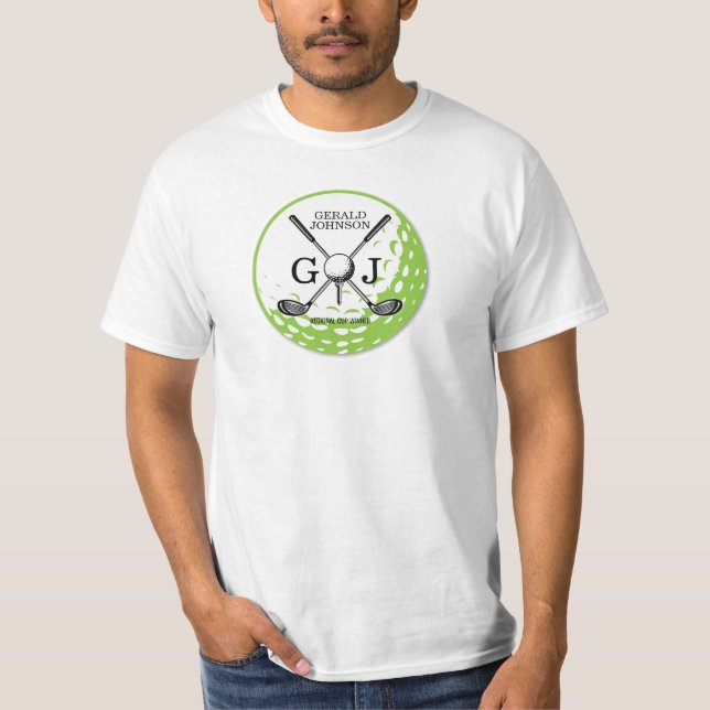 Elegant Minimalist Golf Monogram Design T-Shirt (Front)