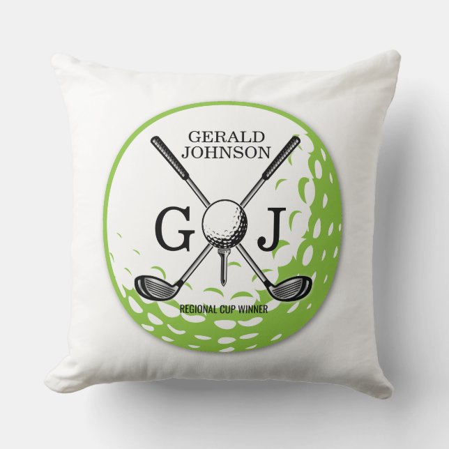 Elegant Minimalist Golf Monogram Design Throw Pillow (Front)
