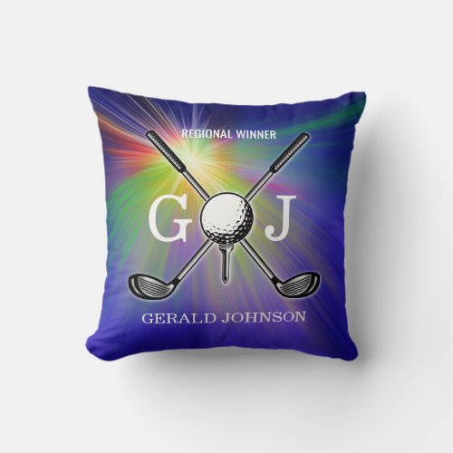 Elegant Minimalist Golf Monogram Design Throw Pillow