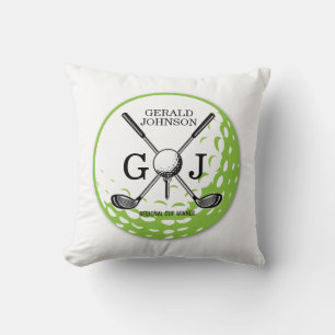 Elegant Minimalist Golf Monogram Design Throw Pillow